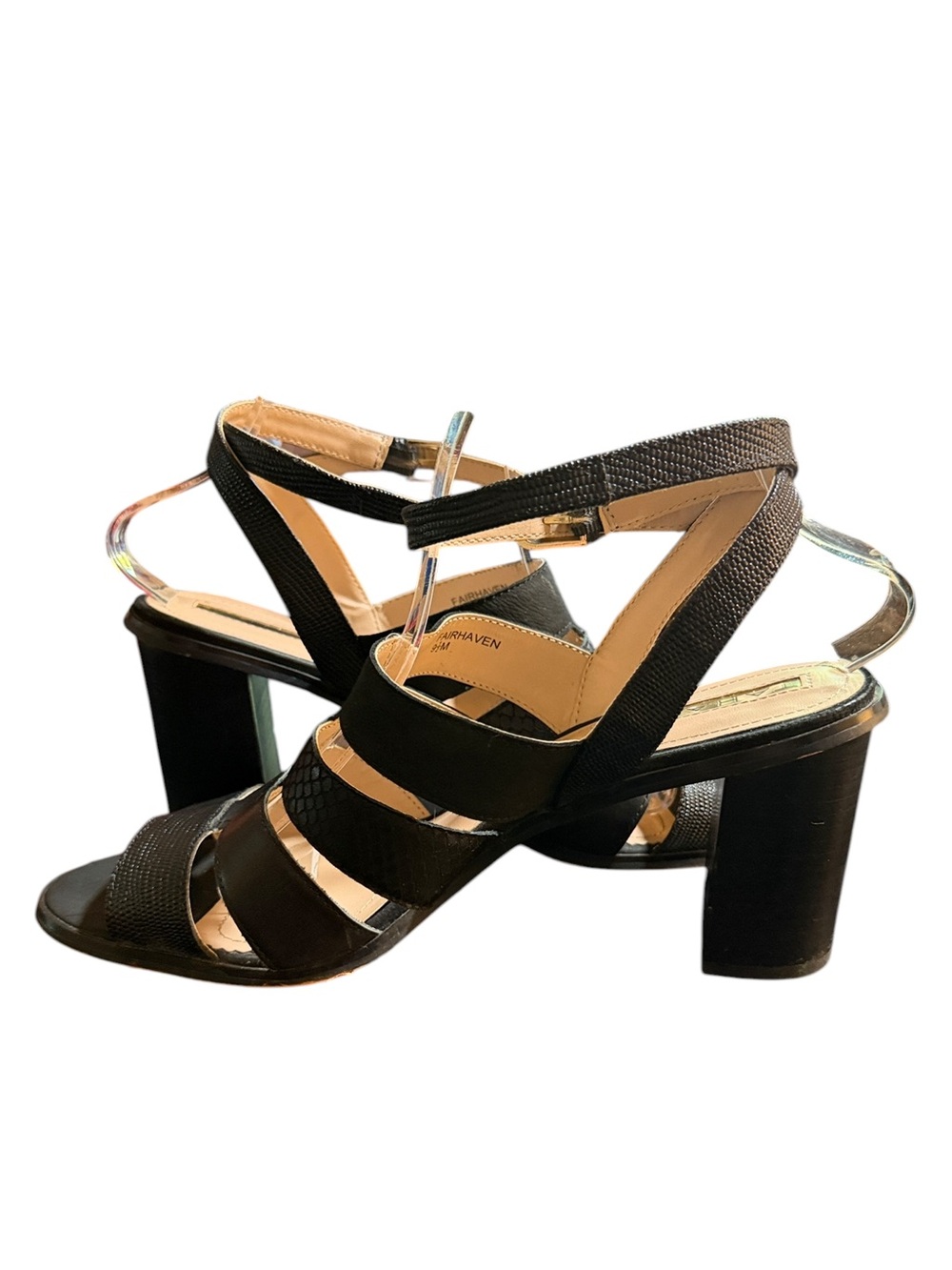 Tahari Black Strappy Block Heel Sandals Size 9.5M
